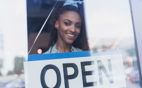 Woman opening her business